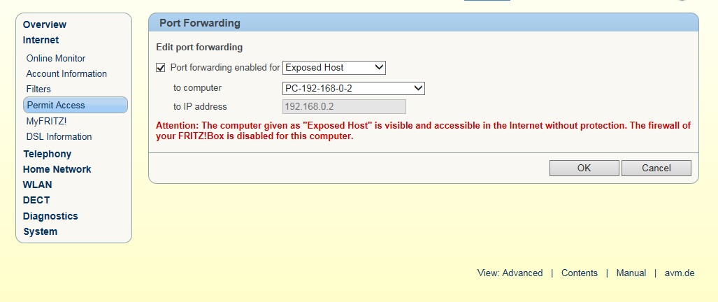 How do I set up an exposed host on my FRITZ!Box